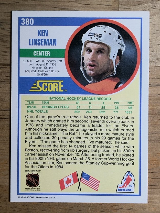1990-91 Score #380 Ken Linseman