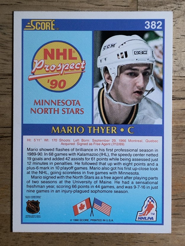 1990-91 Score #382 Mario Thyer RC