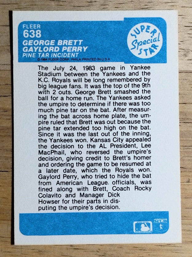 1984 Fleer #638 George Brett/Gaylord Perry