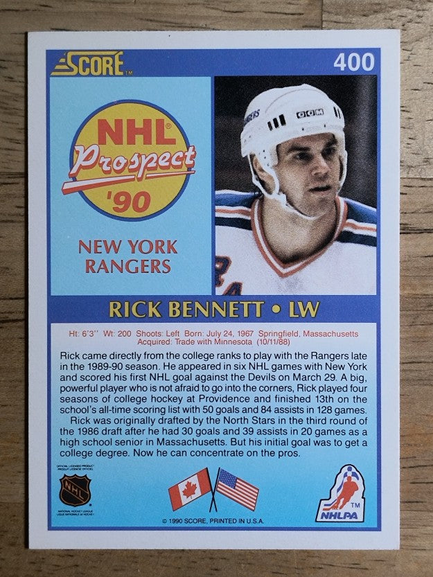 1990-91 Score #400 Rick Bennett RC