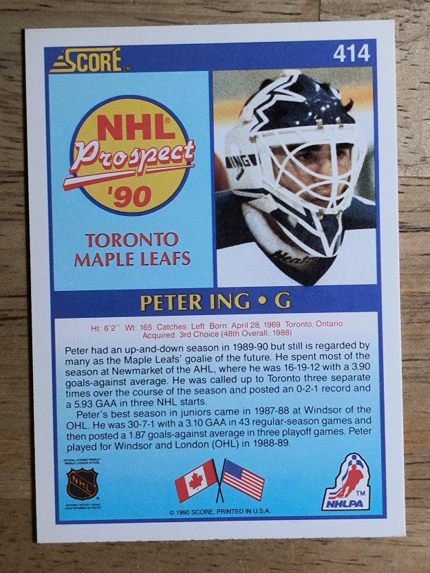 1990-91 Score #414 Peter Ing RC