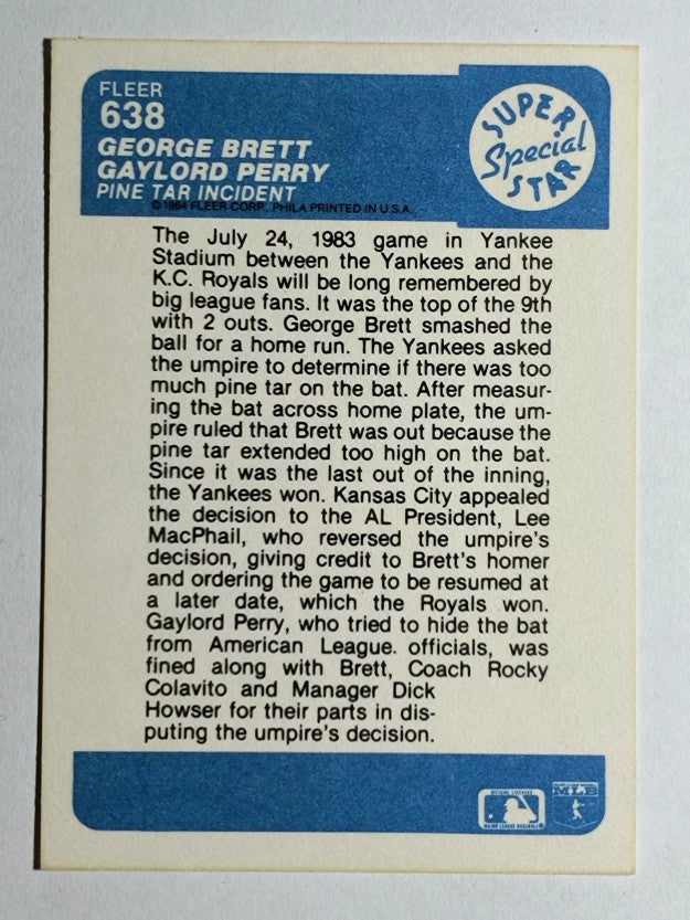 1984 Fleer #638 George Brett/Gaylord Perry