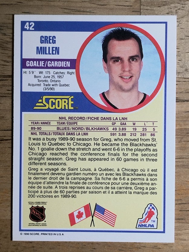 1990-91 Score Canadian #42 Greg Millen