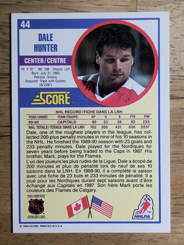 1990-91 Score Canadian #44 Dale Hunter