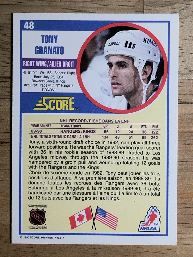 1990-91 Score Canadian #48 Tony Granato