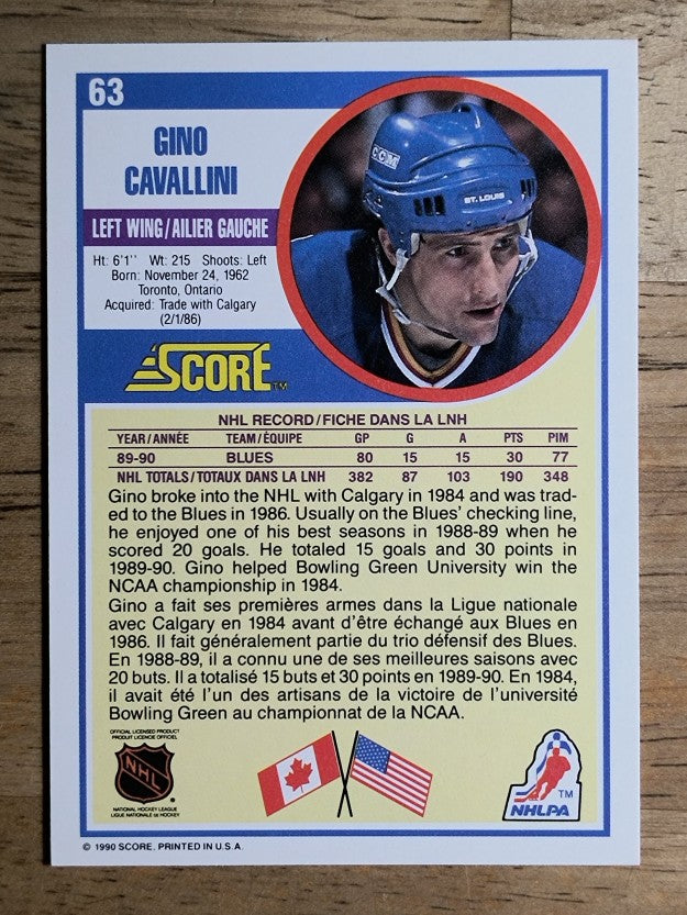 1990-91 Score Canadian #63 Gino Cavallini