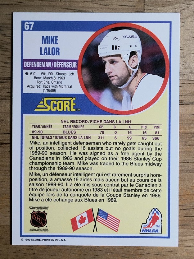 1990-91 Score Canadian #67 Mike Lalor RC