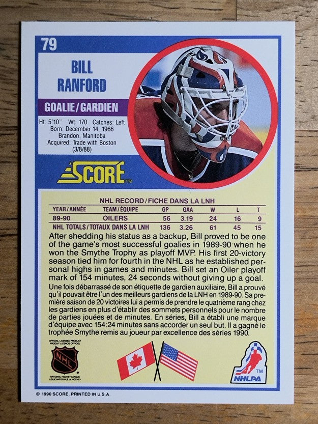1990-91 Score Canadian #79 Bill Ranford