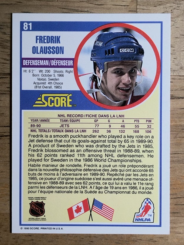 1990-91 Score Canadian #81 Fredrik Olausson