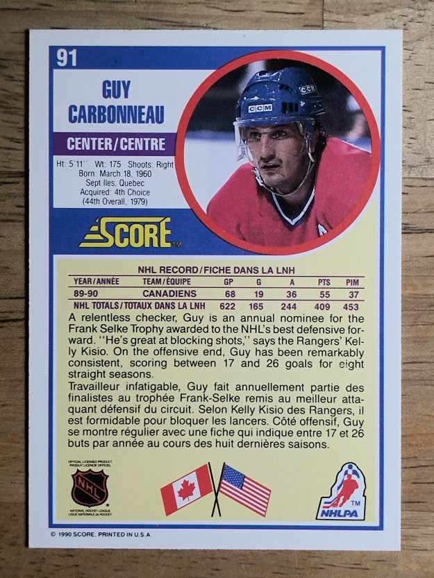 1990-91 Score Canadian #91 Guy Carbonneau