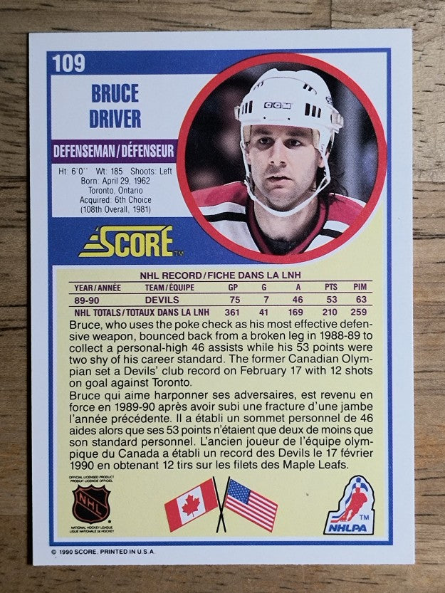 1990-91 Score Canadian #109 Bruce Driver