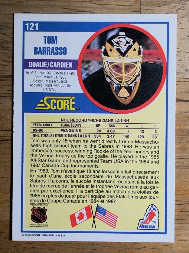 1990-91 Score Canadian #121 Tom Barrasso