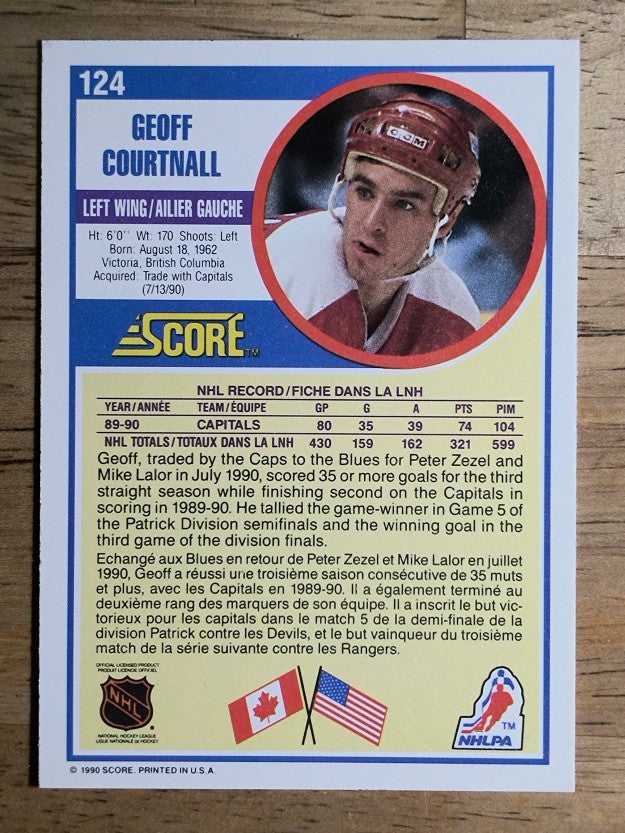 1990-91 Score Canadian #124 Geoff Courtnall