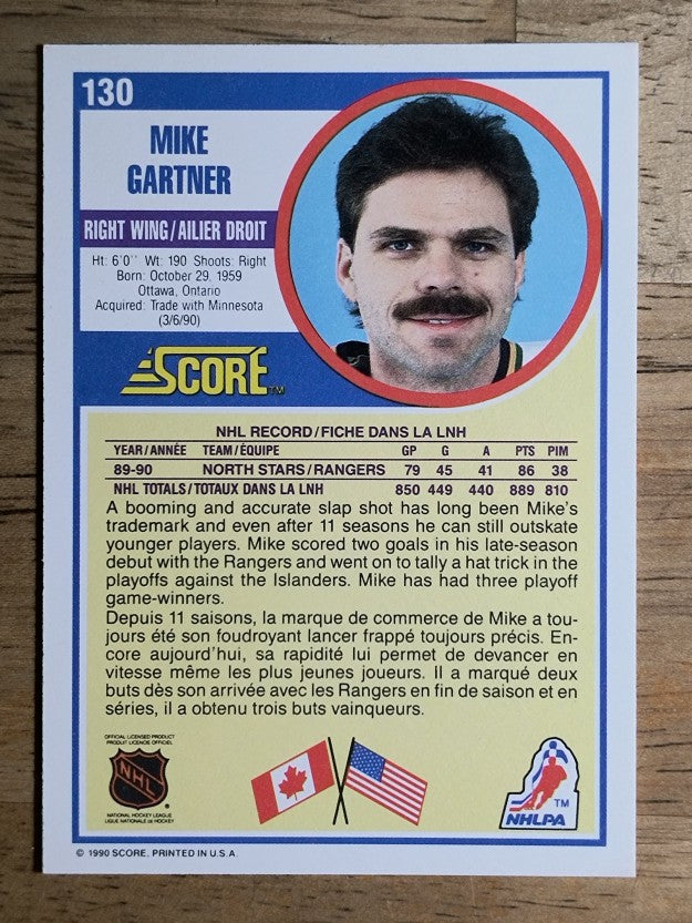 1990-91 Score Canadian #130 Mike Gartner