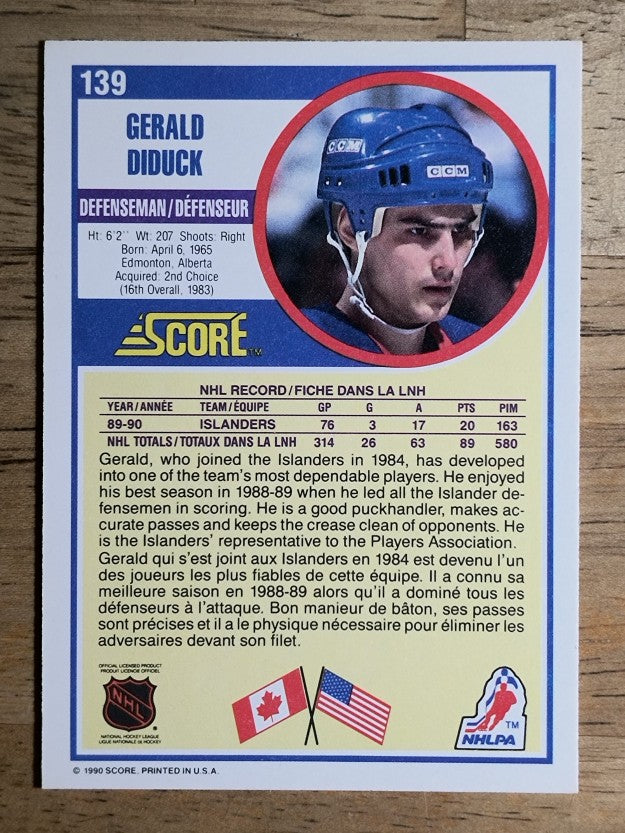 1990-91 Score Canadian #139 Gerald Diduck