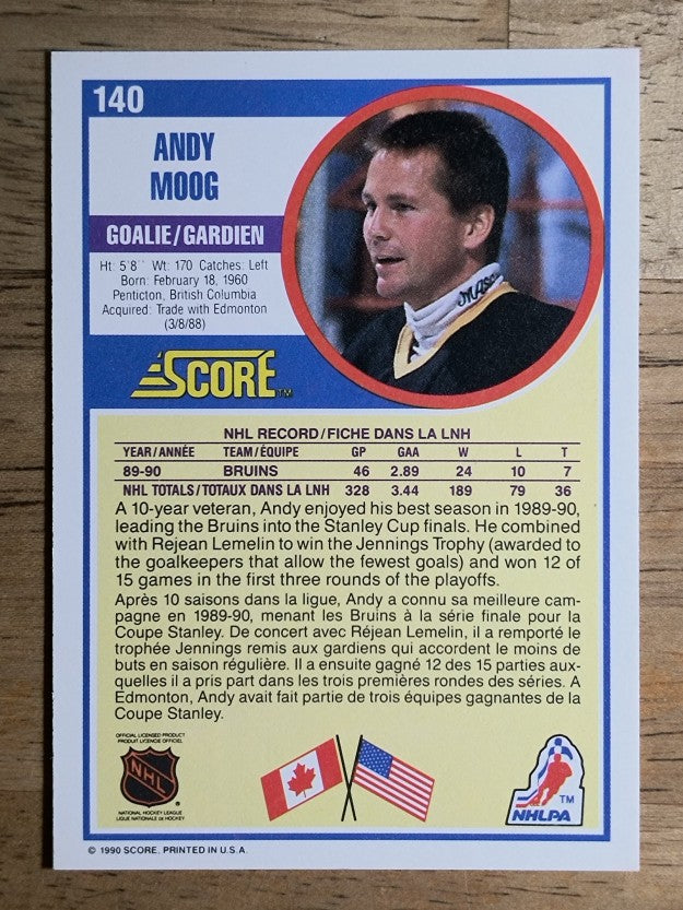 1990-91 Score Canadian #140 Andy Moog