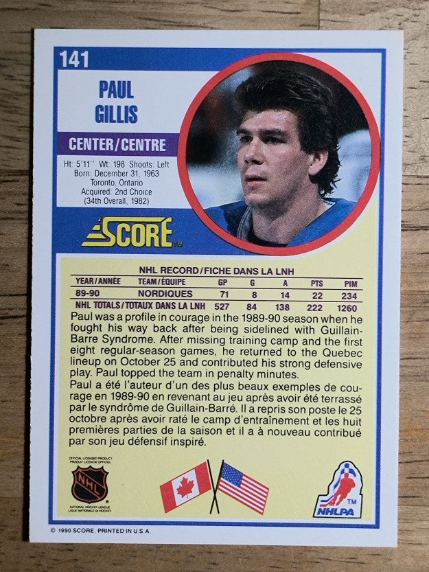 1990-91 Score Canadian #141 Paul Gillis