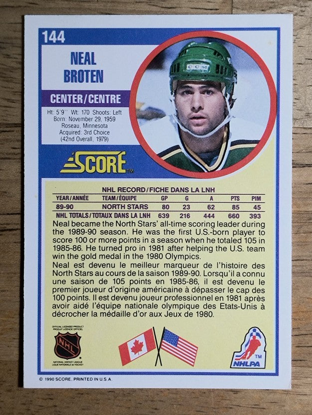 1990-91 Score Canadian #144 Neal Broten