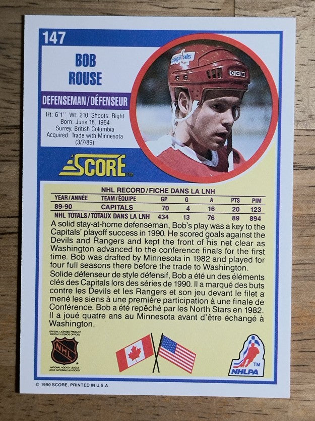 1990-91 Score Canadian #147 Bob Rouse
