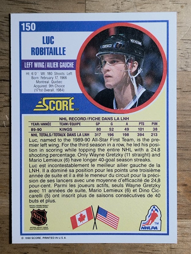 1990-91 Score Canadian #150 Luc Robitaille