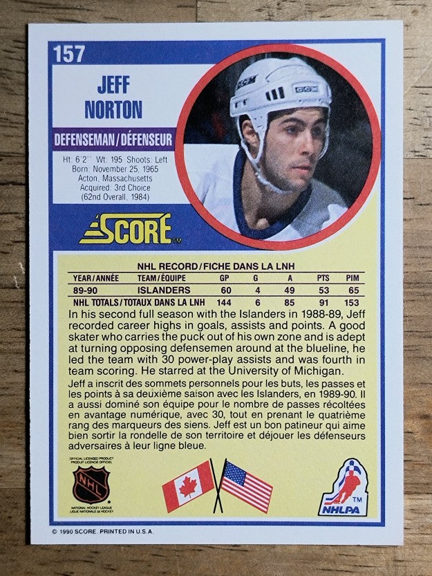 1990-91 Score Canadian #157 Jeff Norton
