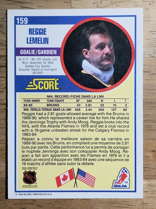 1990-91 Score Canadian #159 Rejean Lemelin