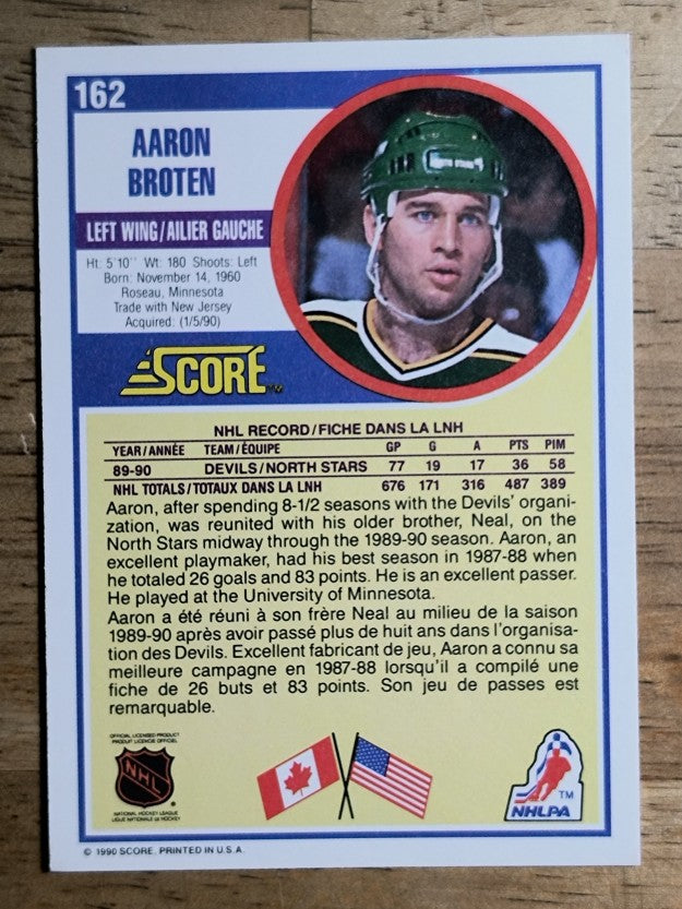 1990-91 Score Canadian #162 Aaron Broten