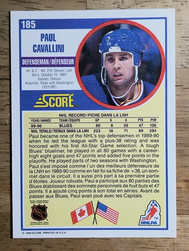 1990-91 Score Canadian #185 Paul Cavallini