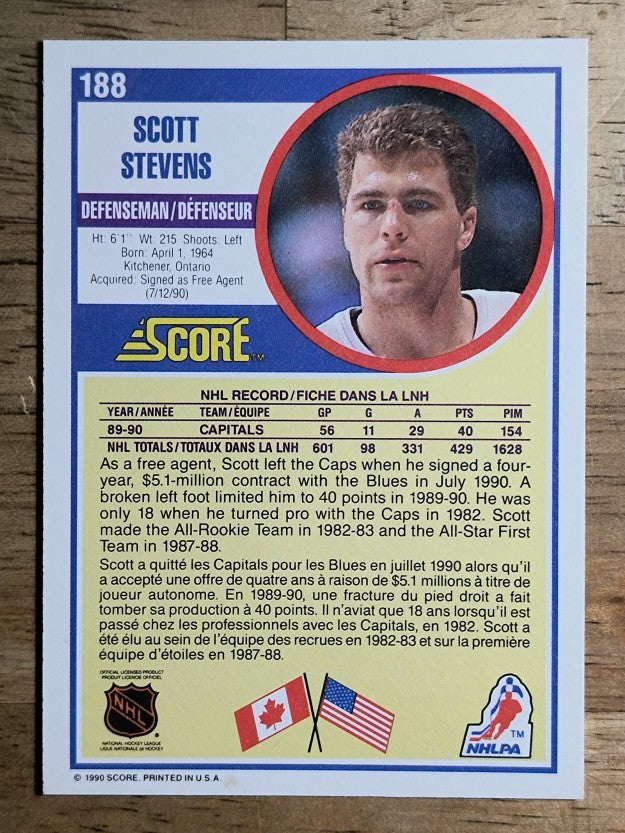 1990-91 Score Canadian #188 Scott Stevens