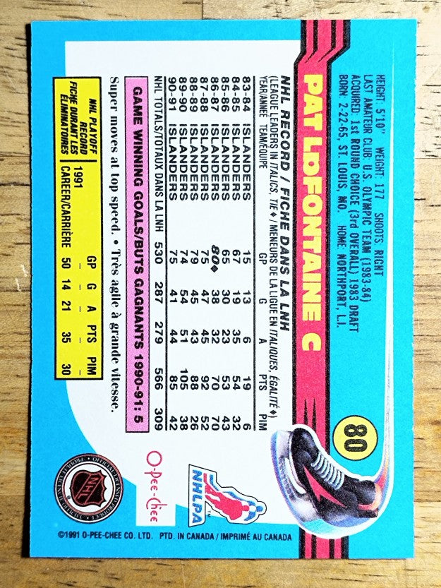 1991-92 O-Pee-Chee #80 Pat LaFontaine