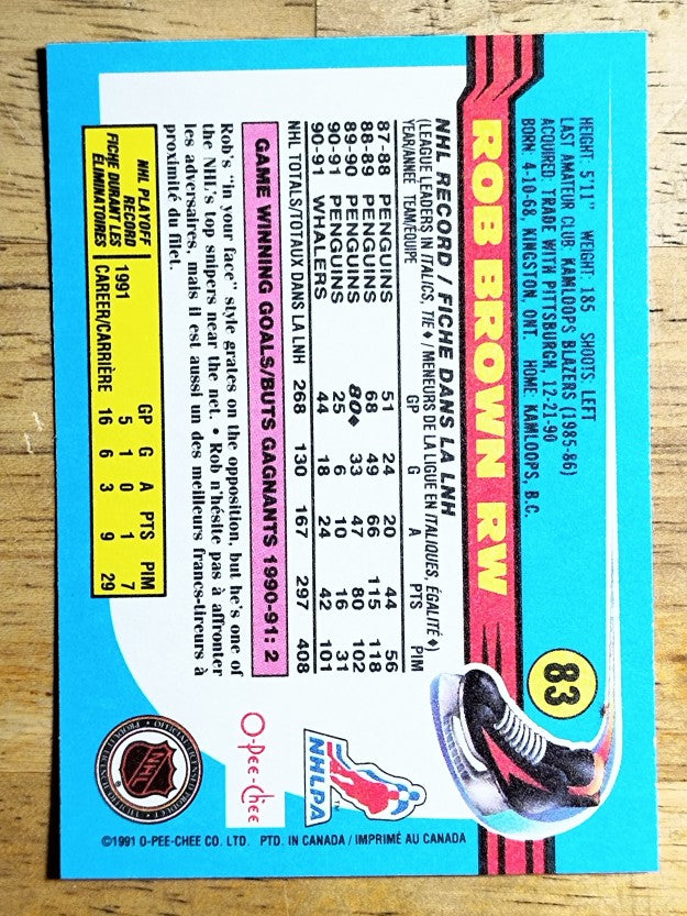 1991-92 O-Pee-Chee #83 Rob Brown