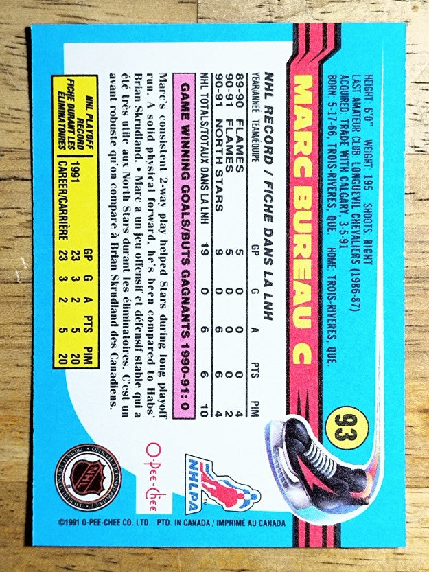 1991-92 O-Pee-Chee #93 Marc Bureau