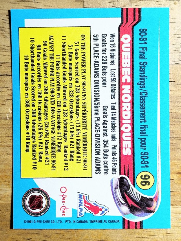 1991-92 O-Pee-Chee #96 Nordiques Team