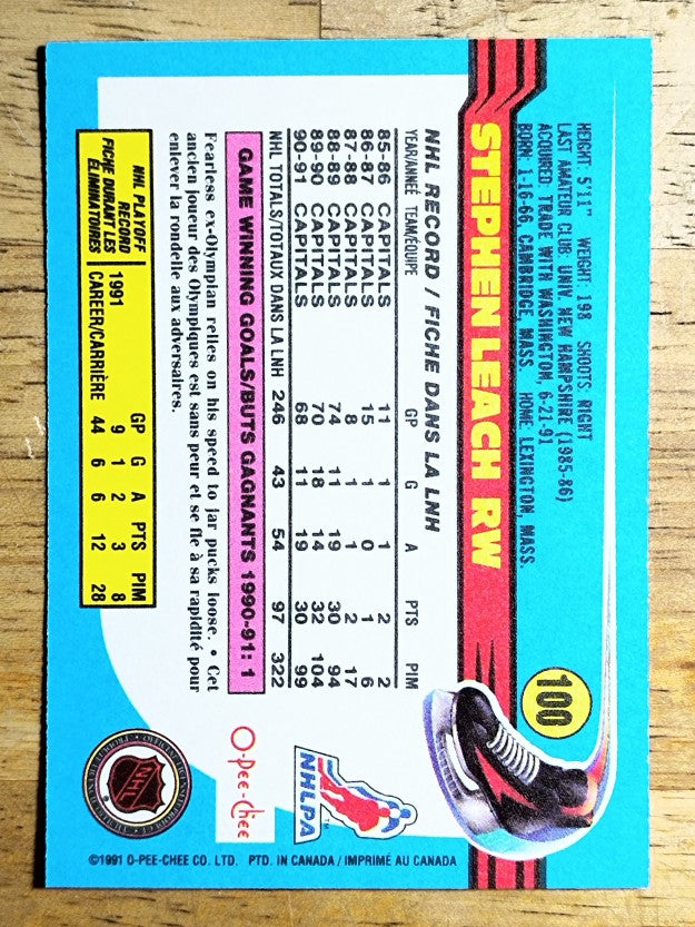 1991-92 O-Pee-Chee #100 Stephen Leach