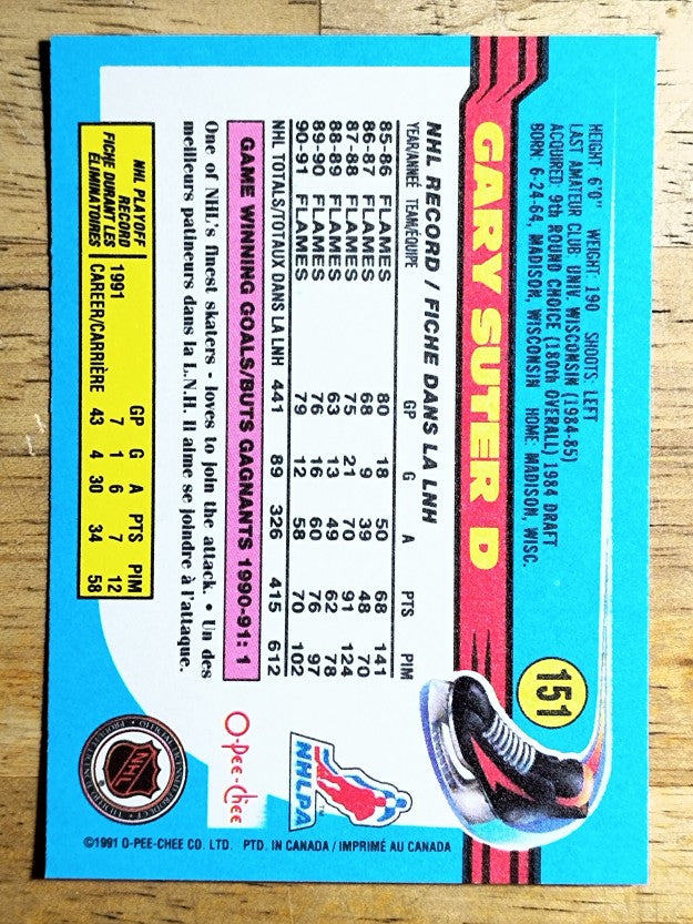 1991-92 O-Pee-Chee #151 Gary Suter