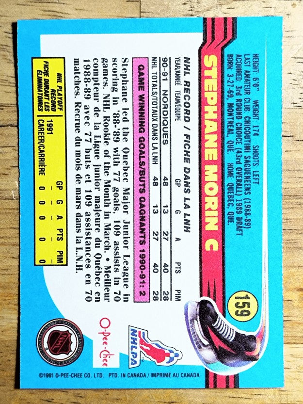 1991-92 O-Pee-Chee #159 Stephane Morin