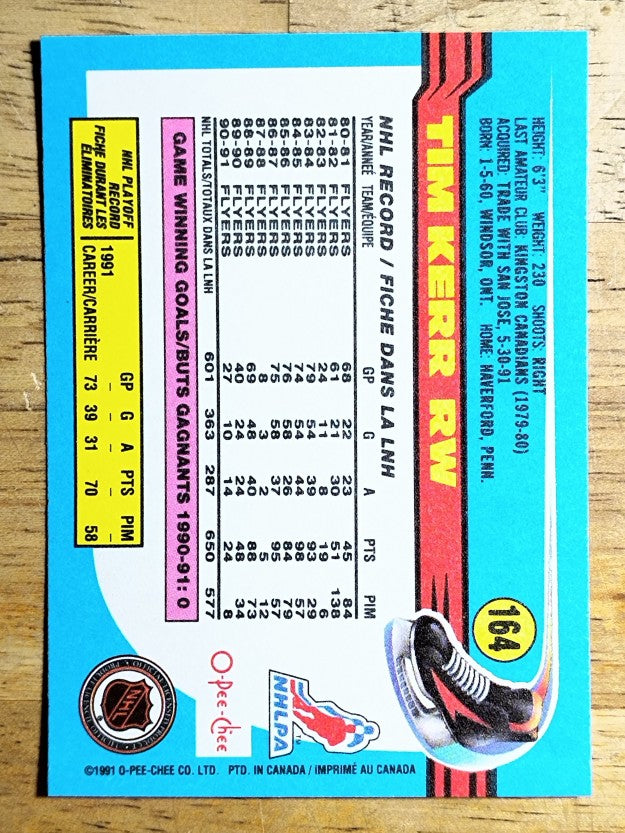 1991-92 O-Pee-Chee #164 Tim Kerr