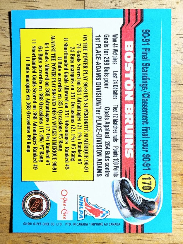 1991-92 O-Pee-Chee #170 Bruins Team