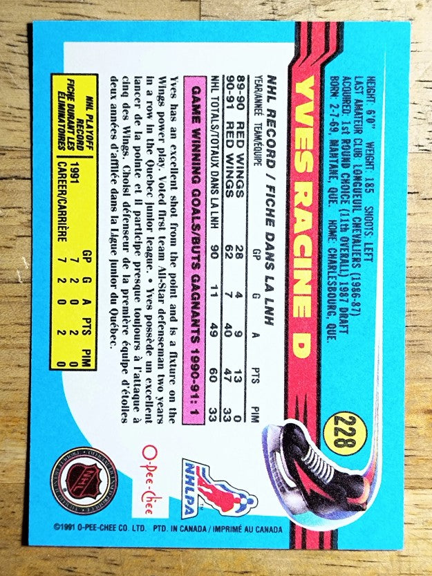 1991-92 O-Pee-Chee #228 Yves Racine