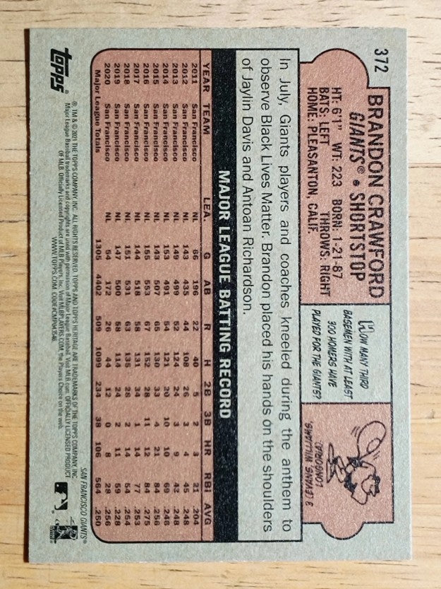 2021 Topps Heritage #372 Brandon Crawford