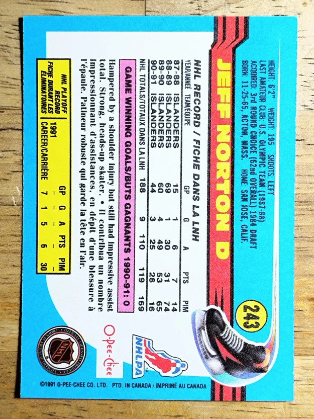 1991-92 O-Pee-Chee #243 Jeff Norton