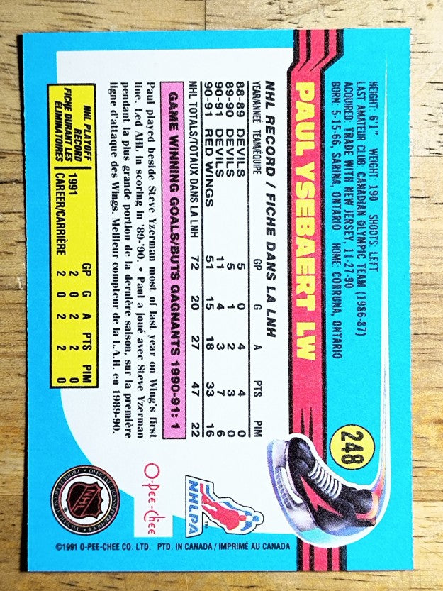 1991-92 O-Pee-Chee #248 Paul Ysebaert