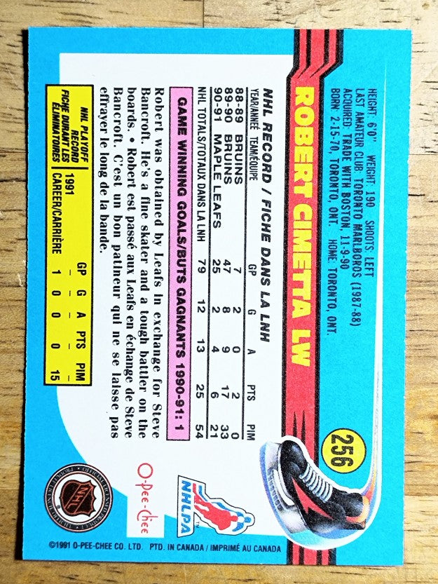 1991-92 O-Pee-Chee #256 Rob Cimetta