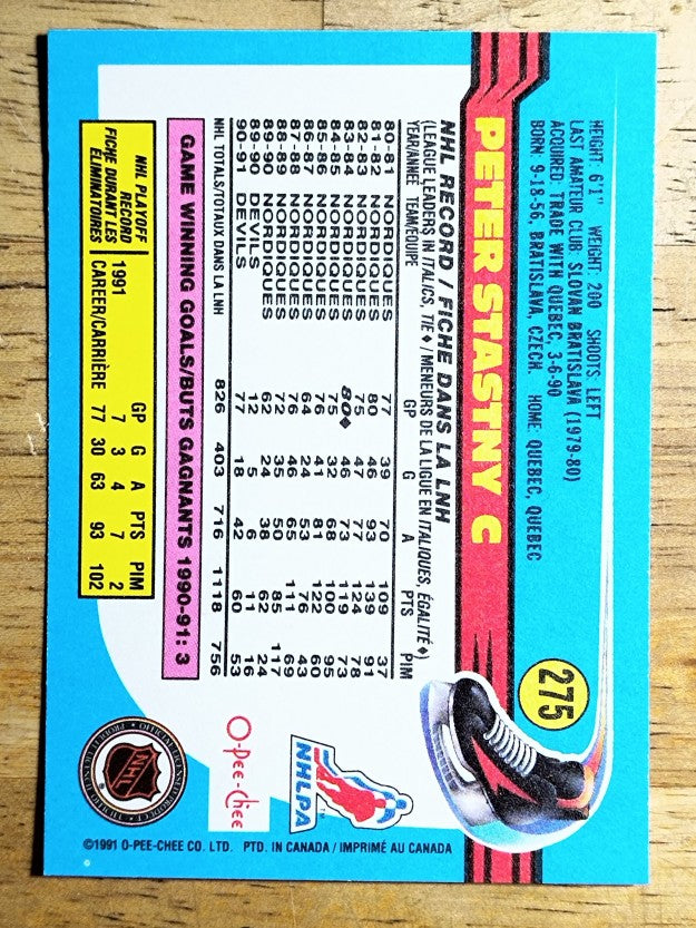 1991-92 O-Pee-Chee #275 Peter Stastny