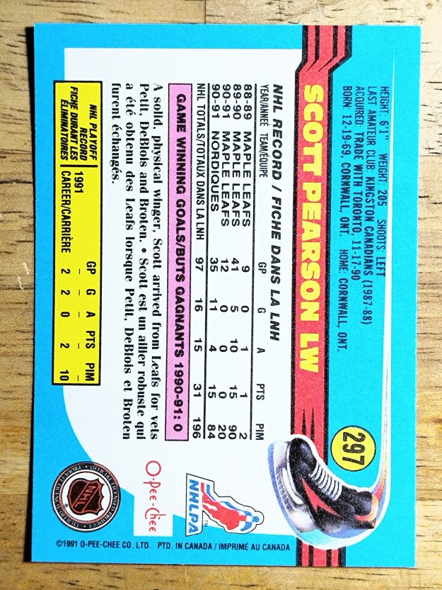 1991-92 O-Pee-Chee #297 Scott Pearson