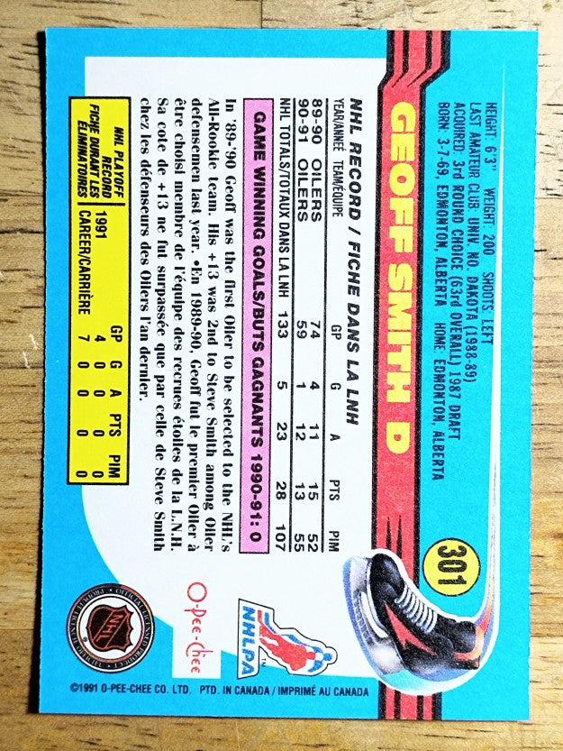 1991-92 O-Pee-Chee #301 Geoff Smith