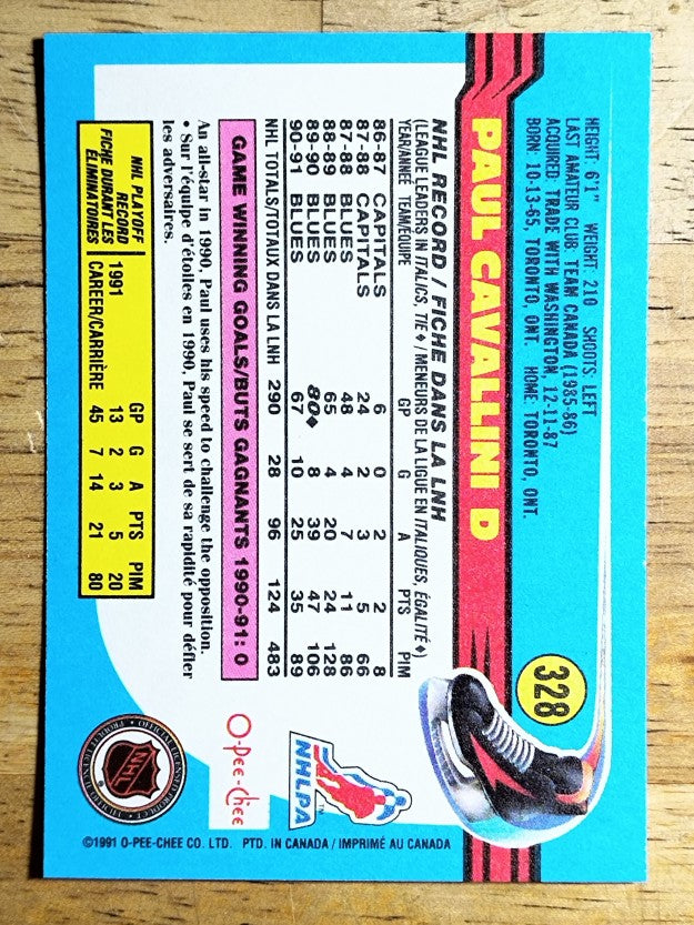 1991-92 O-Pee-Chee #328 Paul Cavallini