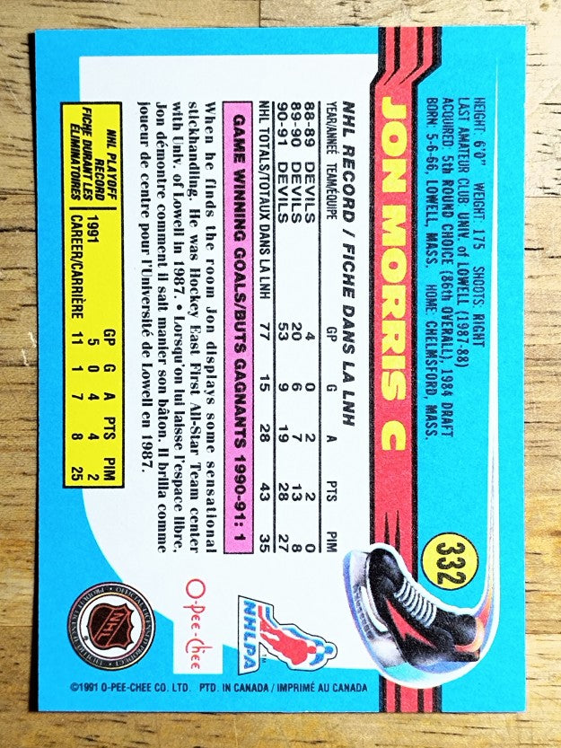 1991-92 O-Pee-Chee #332 Jon Morris