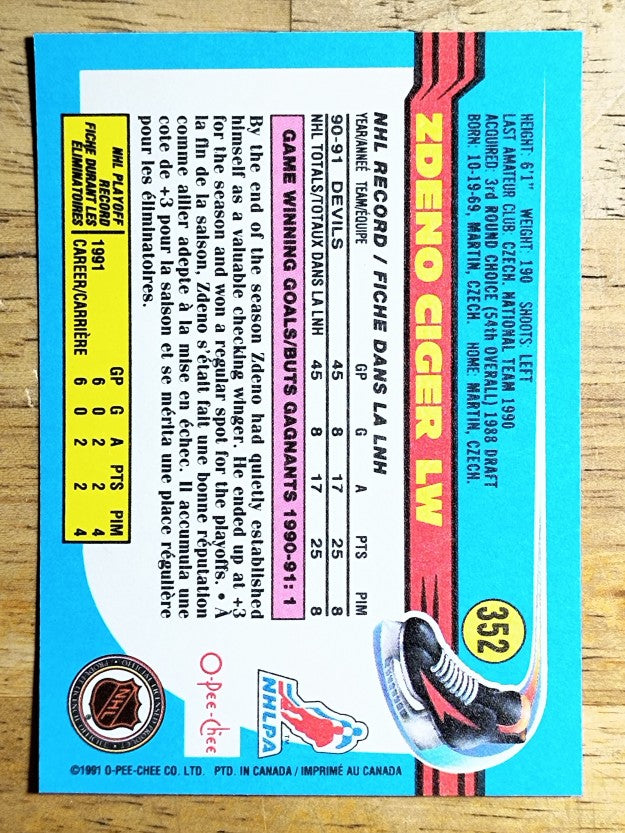1991-92 O-Pee-Chee #352 Zdeno Ciger