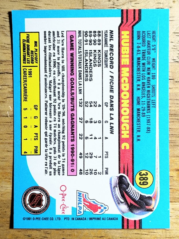 1991-92 O-Pee-Chee #389 Hubie McDonough